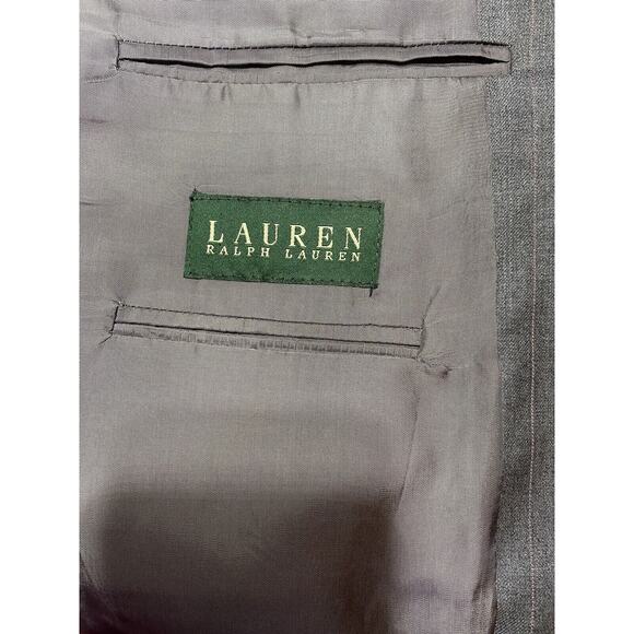 Ralph Lauren Jacket Mens 44R Gray Pinstripe 92% Wool 8% Cashmere Two Button - Picture 3 of 12